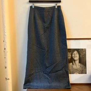 vintage gray minimalist wool maxi skirt classic suiting